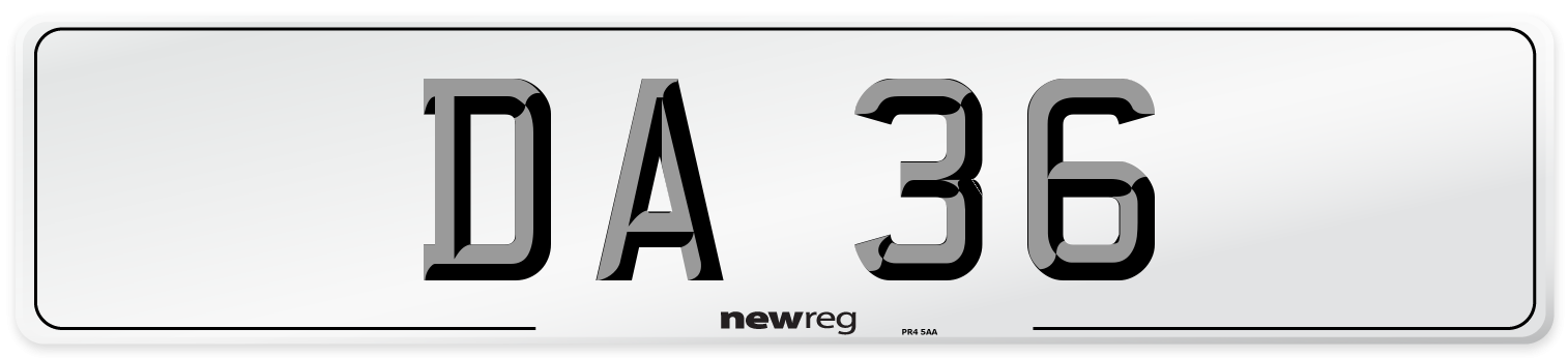 DA 36 Number Plate from New Reg
